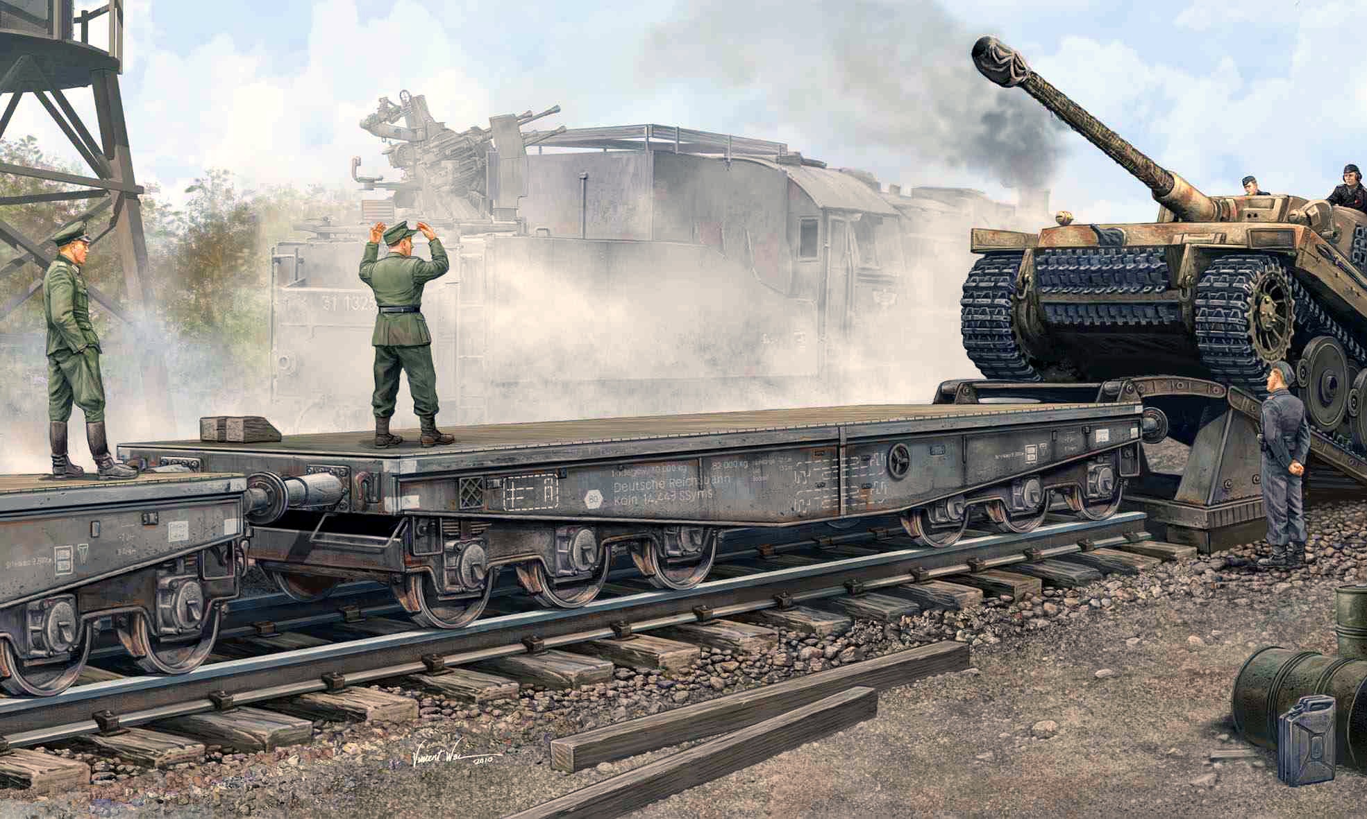 00221 Немецкая тяжёлая ЖД платформа Ssyms 80 Trumpeter