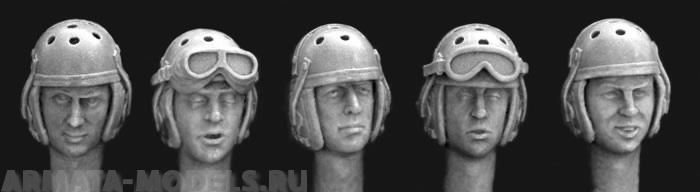HUH08 5 heads in WW2 US tanker helmet Hornet