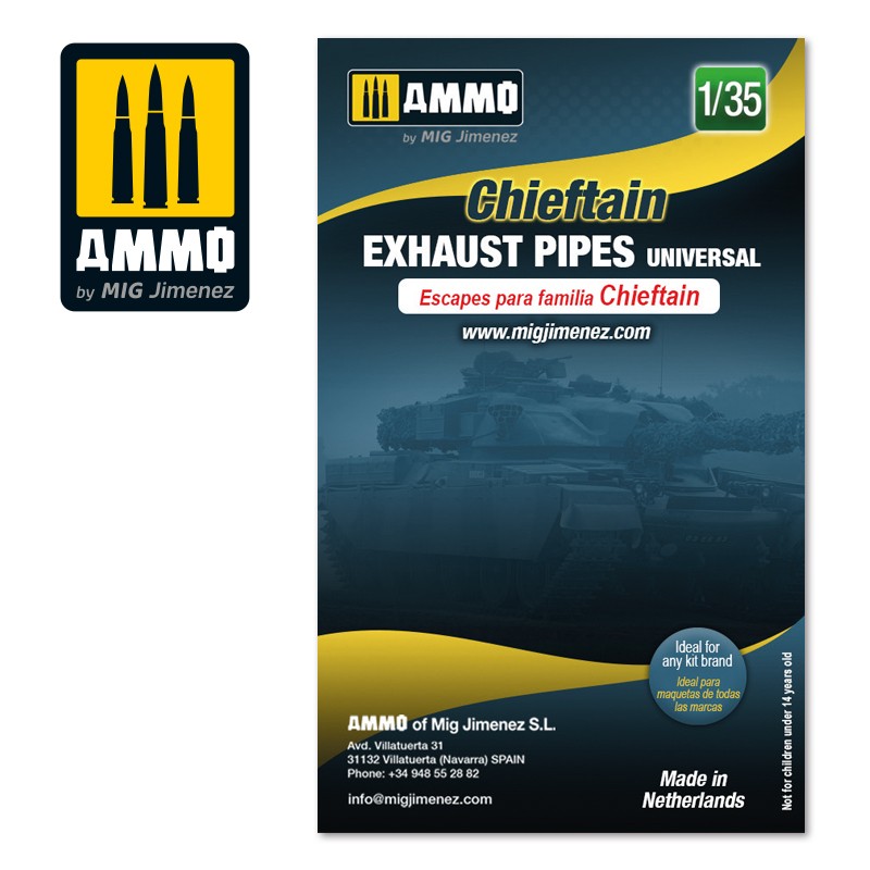 AMIG8085 Ammo Mig Набор выхлопных патрубков 1/35 Chieftain exhaust pipes universal Ammo Mig
