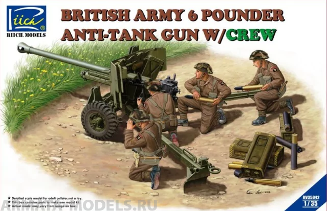 RV35042 1/35 British Army 6 Pounder Anti-Tank Gun w/Crew Riich Models