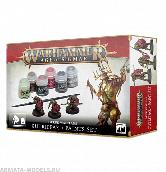 60-09 Набор Боевые Кланы Орруков. Патрашилы с набором красок (Orruk Warclans Gutrippaz + Paint Set)